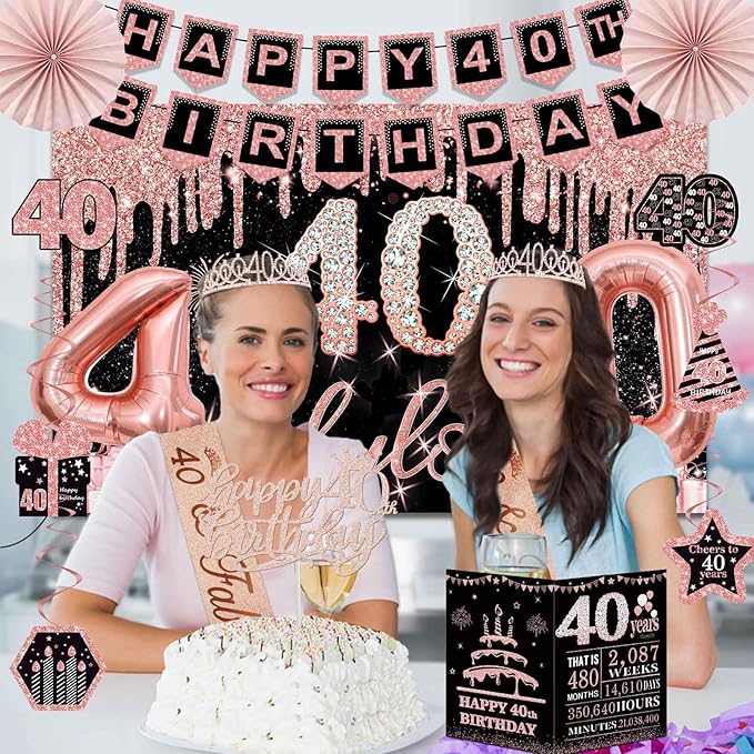 40th Birthday Decorations for Women 32PCS 40th Birthday Party