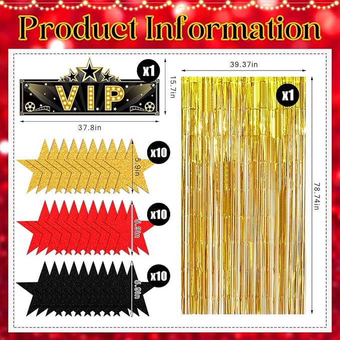 32 Pcs VIP Party Decoration VIP Door Entrance Star Sign Movie Night