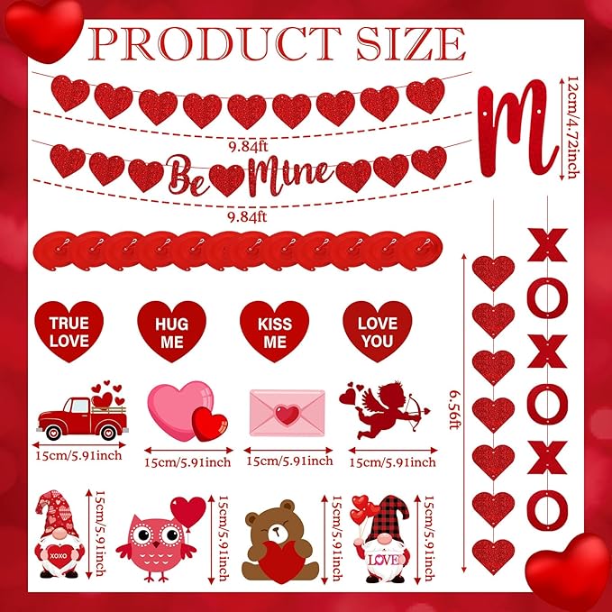 30 Pcs Valentines Day Decorations Set Valentines Day Decor Be Mine