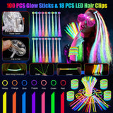 OLUPP 148 PCS Glow in the Dark Party Supplies, 16 Fiber Optic Wands,