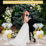 Engagement Party Balloons Stand Kit 2 Sets With 2 Diamond Ring Foil