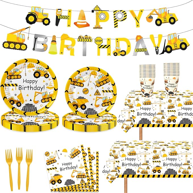 118 Pcs Construction Birthday Party Decorations Dump Truck Paper