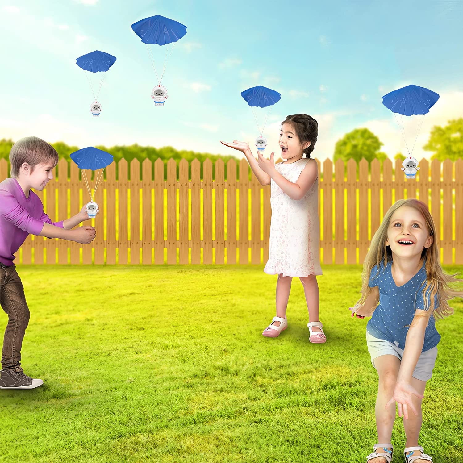 Mini Astronaut Paratroopers, 24-Pack Parachute Toys for