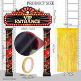 5 Pcs Movie Night Party Decorations with Gold Foil Curtain Backdrop
