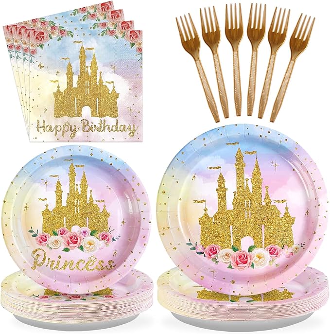 96Pcs Princess Birthday Party Supplies Princess Birthday Plates and