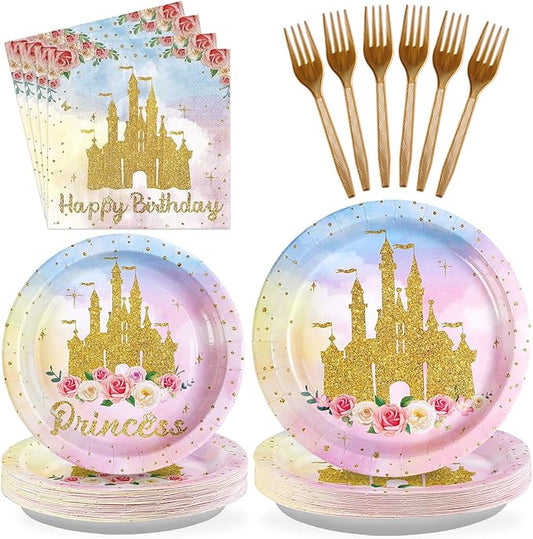 96Pcs Princess Birthday Party Supplies Princess Birthday Plates and