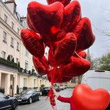 Red Heart Balloons, 18 Inch Metallic Red Foil Balloon Helium 10Pcs
