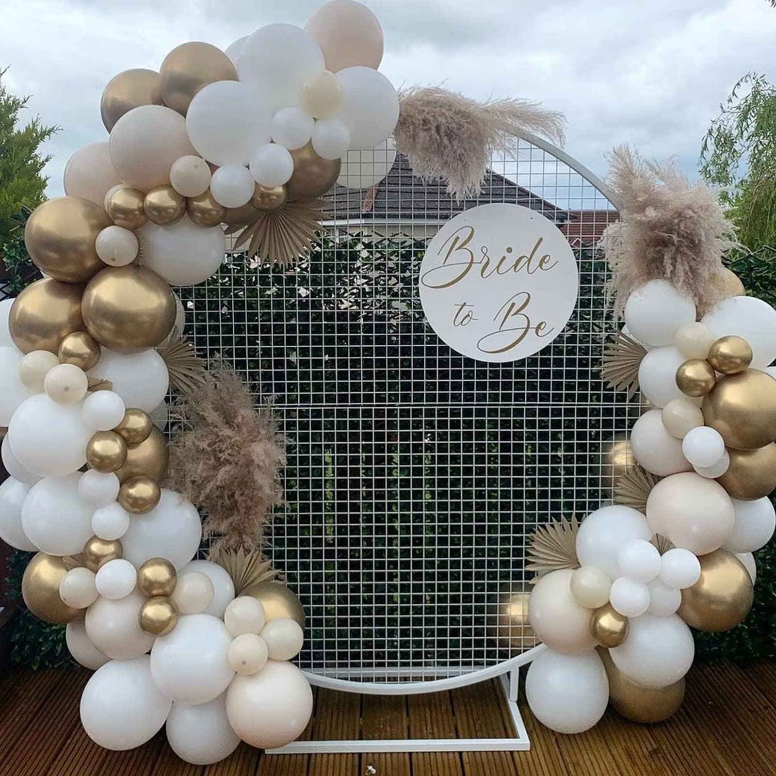 White and Gold Balloon Arch Garland Kit, Metallic Gold and Latex White