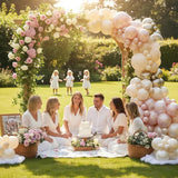 Dusty Pink and Gold Balloon 12 Inch Double Stuffed Pearl Pastel