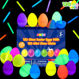 JOYIN 72 Pcs Easter Eggs with 72 Mini Glow Sticks for Kids