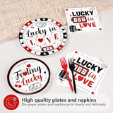 96 Pcs Casino Party Decorations Lucky In Love Plates and Napkins