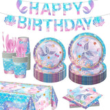 Mermaid Birthday Decorations Disposable Tableware Plates for Baby