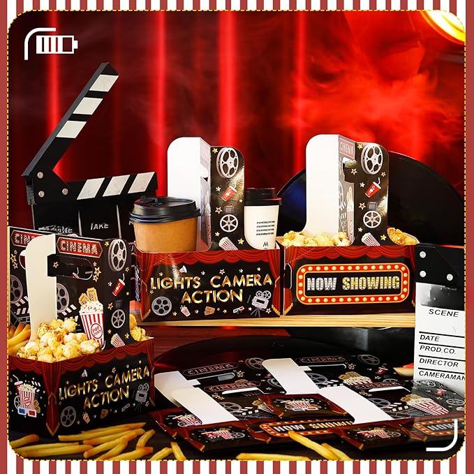 20 Pieces Movie Night Snack Trays with Handles Movie Night Party