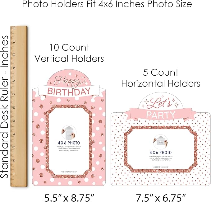 Big Dot of Happiness Pink Rose Gold Birthday Happy