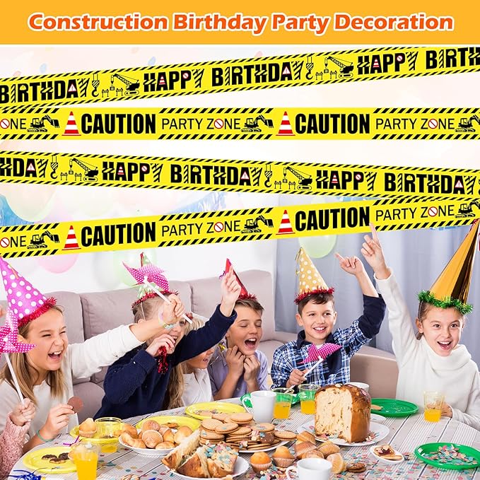 2 Pack Construction Birthday Party Banner Tape 2.36 Inches x 328