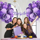 60pcs Purple Balloons 12inch with Metallic Pastel Dark Purple