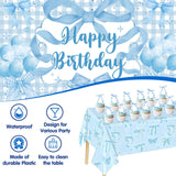 Blue Bow Birthday Decorations for Girls, Coquette Party Supplies with