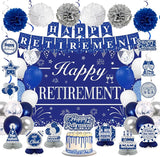 Retirement Party Decorations for Men Women Blue Silver Happy