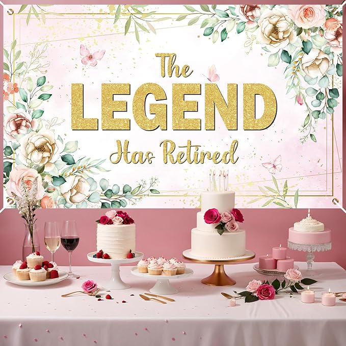 Pink Floral Retirement Party Decorations The Legend Has Retired