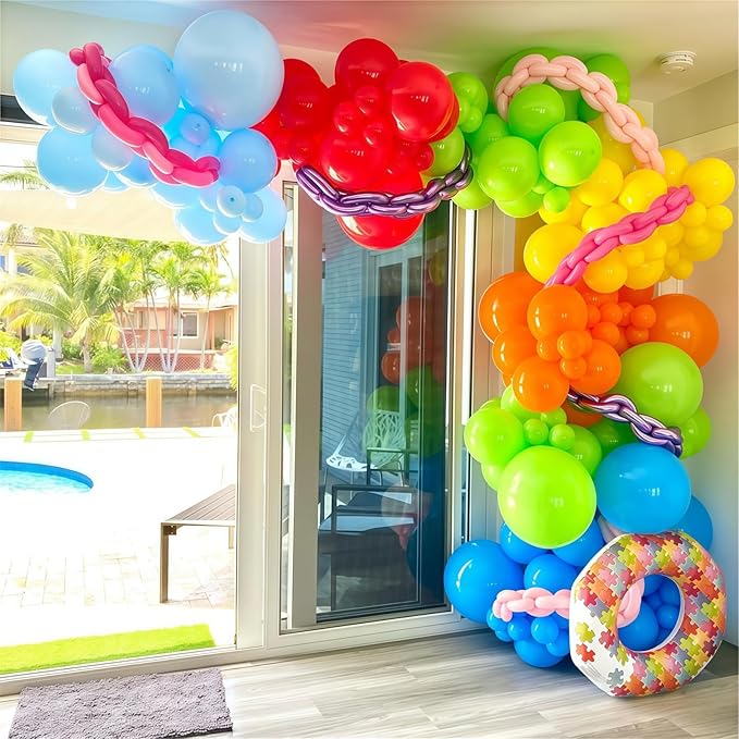 Neon Balloons Arch Garland Kit 138PCS Rainbow Pool Party Balloon