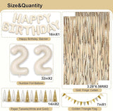 22nd Birthday Decorations for Women, White and Gold 22 Boho Birthday