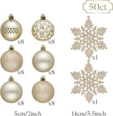 Valery Madelyn Christmas Tree Decorations Ornament Set, 50ct 2 Inches