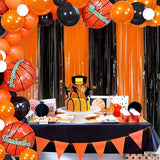 KatchOn, Black and Orange Foil Fringe Curtain - XtraLarge 3.2x8 Feet,