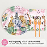 96Pcs Four Ever Wild Birthday Decorations Safari Animal Theme 4th