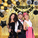 Black and Gold Birthday Party Decorations Kit for Men Women Cheers