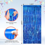 2Pack Blue Tinsel Backdrop Streamers, GCB Party Streamers Backdrop