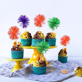 Gyufise 30Pcs Foil Firework Cupcake Toppers Sparkle Tinsel Cake #23