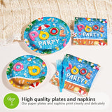 200 Pcs Pool Party Supplies Summer Pool Party Plates and Napkins