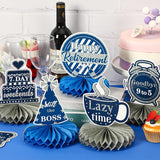 10 Pcs Retirement Party Decorations, Blue Silver Retirement Table