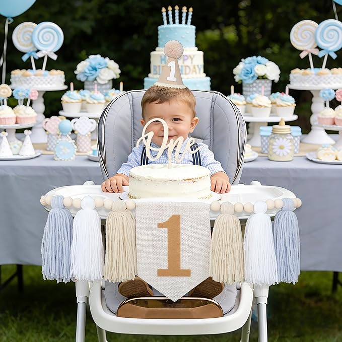 First Birthday High Chair Banner Decorations For Boy 1st Birthday