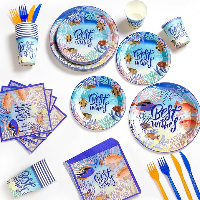 144Pcs Under the Sea Animal Birthday Party Supplies