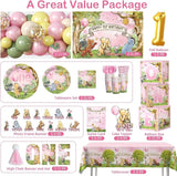 273 PCS Bear 1st Birthday Decorations All in One Baby Girl 1st