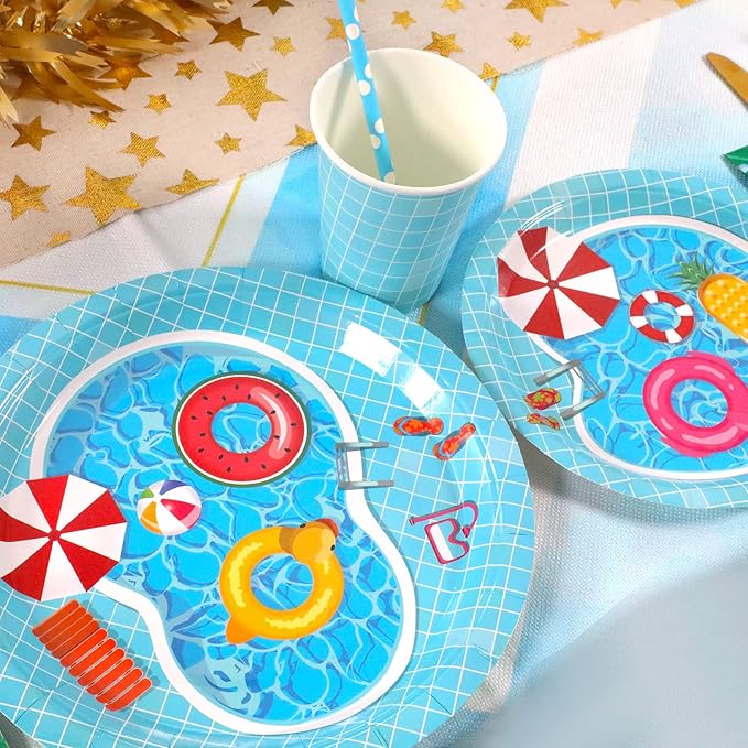 Pool Party Supplies Decorations Disposable Summer Kids Birthday
