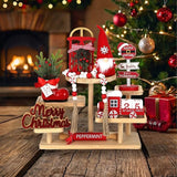 Christmas Decorations 8 PCS Tiered Tray Decor Set Cute Tabletop