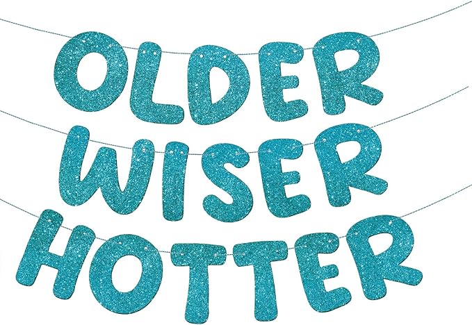 Fulmoon Set of 3 Pre Strung Older Wiser Hotter Glitter Banner Funny #1