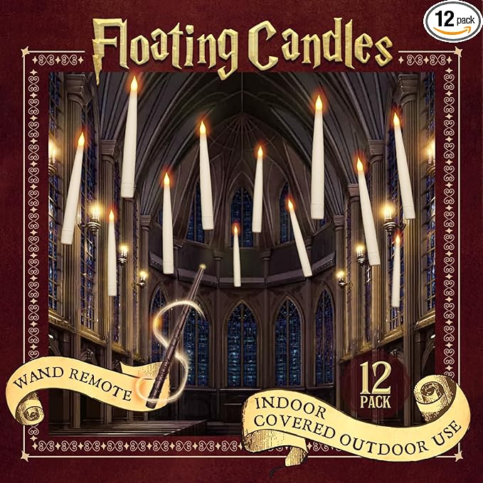 Halloween Decorations Floating Candles with Wand 12 Pcs Magic
