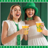 50 Pcs St Patrick's Day Cups 12 oz Plastic Shamrock Glasses Clear