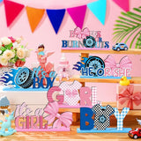 6 Pcs Burnouts or Bows Gender Reveal Party Wooden Centerpieces Table