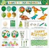 Party Spot! 172 Pcs Dinosaur Birthday Decorations 12 Tableware Sets
