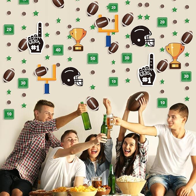 Football Party Decorations Star Circle Dot Football Helmet Goalpost