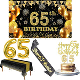 65th Birthday Decorations Men Women with 65th Birthday Banner Black