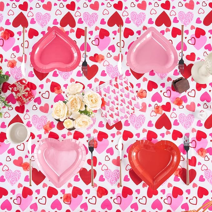 Valentine's Day Party Supplies Set Romantic Pink Heart Paper Plates