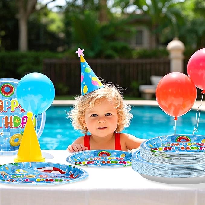96Pcs Two Cool Pool Birthday Party Decorations Two Cool Pool Party