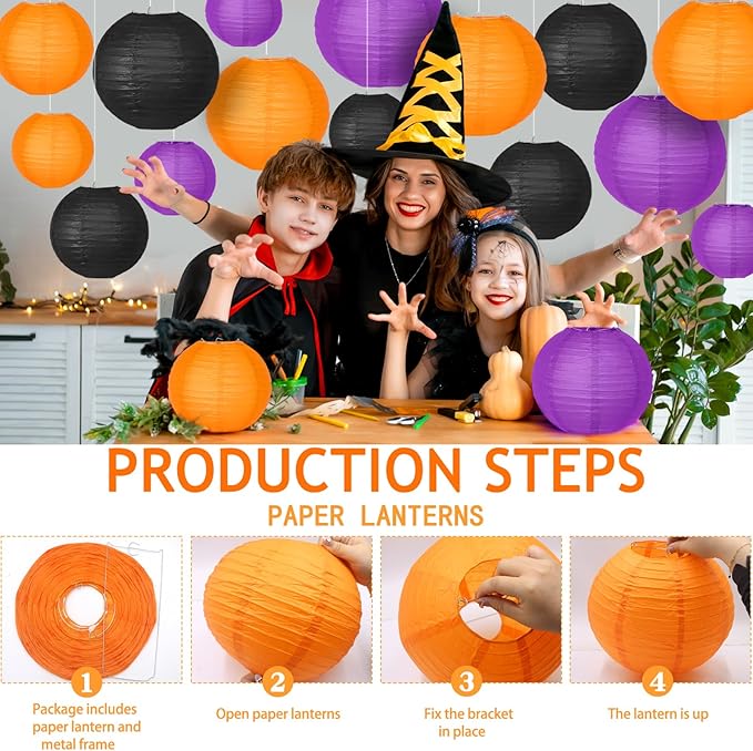 Halloween Party Decorations Orange Black Purple Hanging Paper