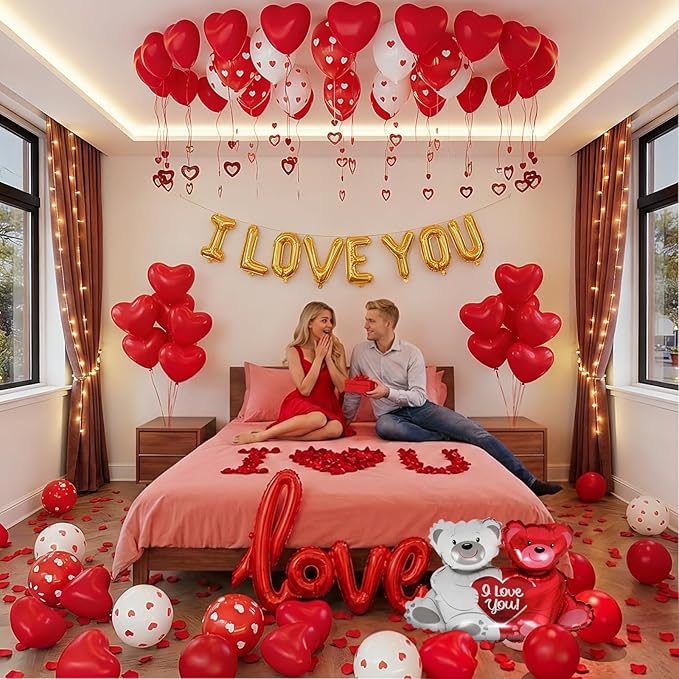 Valentines Day Balloons Decorations I Love You Balloons and Heart