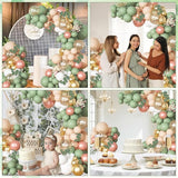 166Pcs Sage Olive Green Blush Peach Balloon Garland Arch Kit Orange